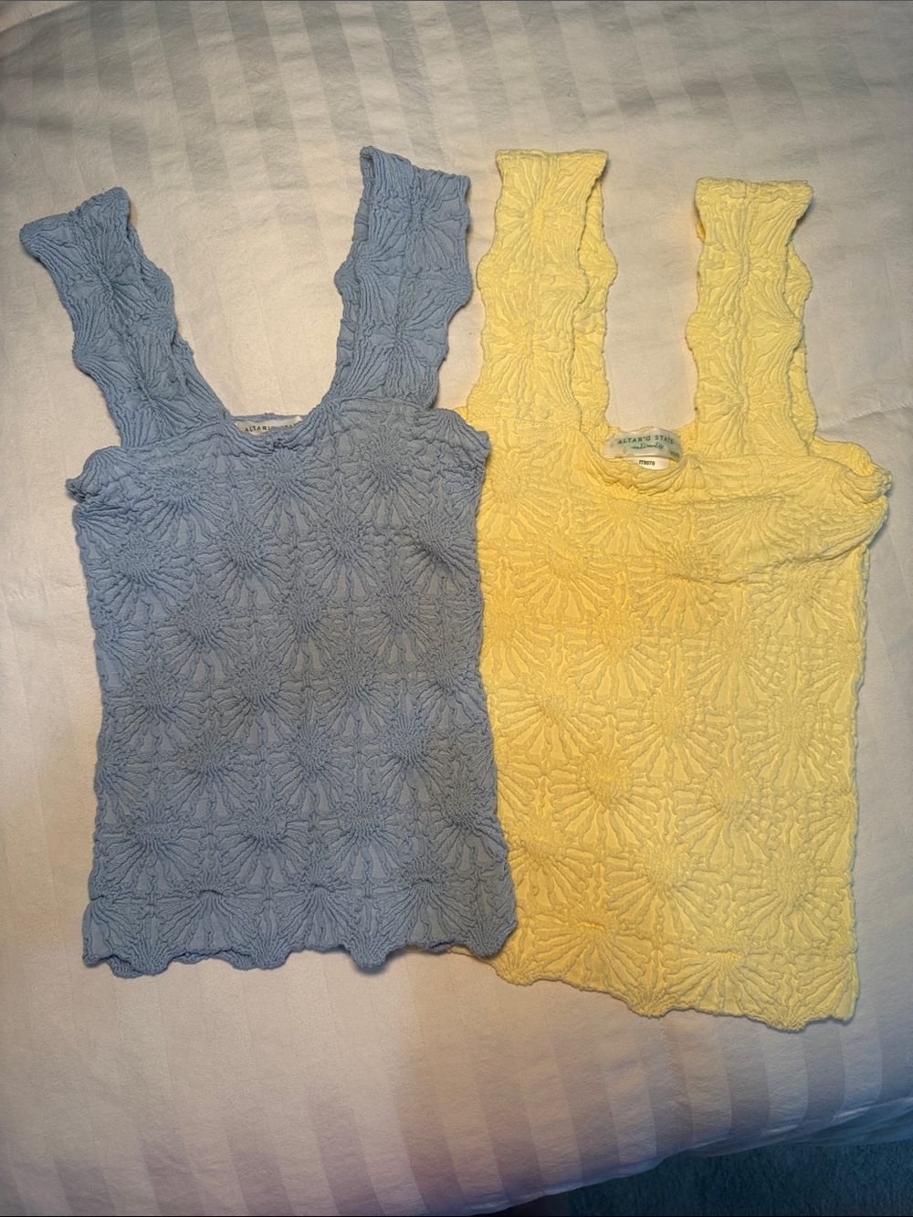 Set of 2 Women’s Textured Tank Tops - Yellow and Blue
